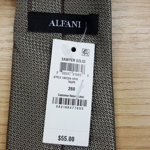 ALFANI Mens Neck Tie Tan Geo Micro Weave Classic Pointed - Picture 3 of 6